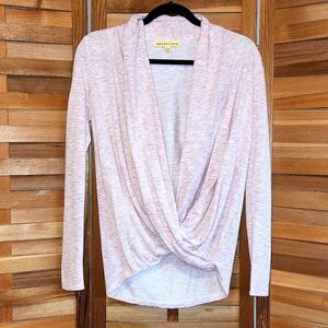 Mesh + Lace Women XS Pink Wrap Top Shirt Yoga Rayon Polyester